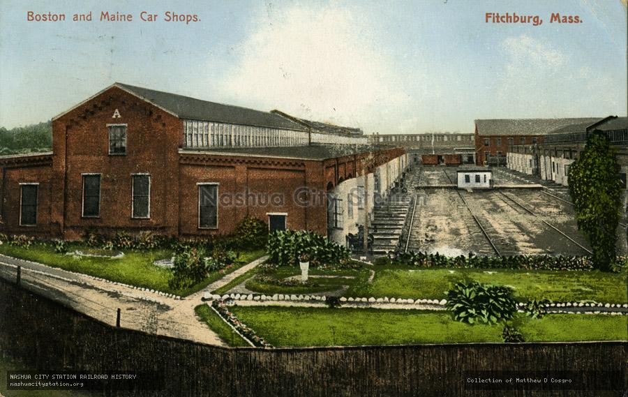 Postcard: Boston and Maine Car Shops, Fitchburg, Massachusetts